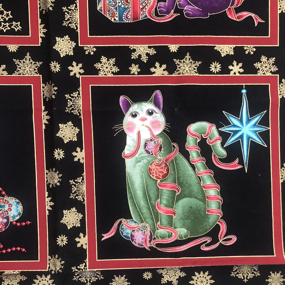 Cat-I-Tude Cotton Fabric Panel Ann Lauer for Benartex 24 x 42 Christmas ￼Kitties - Image 3 of 4