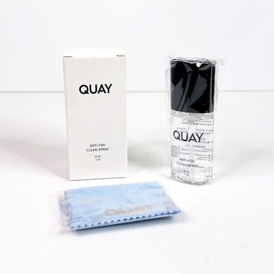 NEW Quay Australia Anti-Fog Cleaning Spray & Cleansing Cloth 30 mL / 1 oz