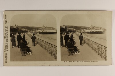 FRANCE Nice Côte d Azur Promenade des Anglais Photo Stereo Vintage c1925