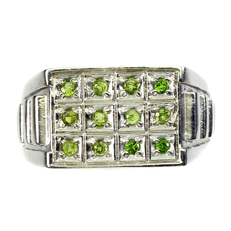 Anillo de plata de ley 925 redondo cromo diopsido piedras preciosas naturales joyería Foto 2 de 4