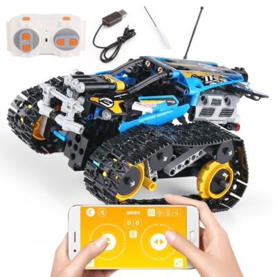 Mould King 13032 Mini Tank RC Rennbahn Stunt Car blau mit 390 Teilen