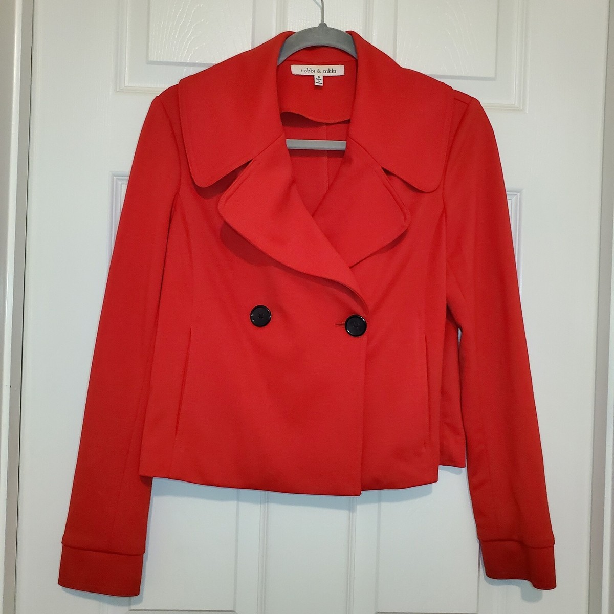 Robbi Nikki Cropped Lea Coat Style Jacket Bright Red Size S