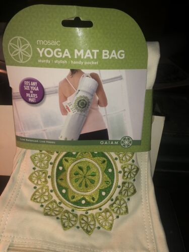 Neu Gaiam hellgrün/weiß durchgehender Reißverschluss Canvas Cargotasche Yogamatte Tasche - Bild 2 von 11