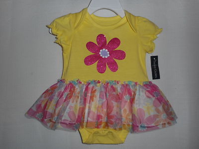 Faded Glory One-piece Bodysuit with Floral Tutu Infant Girls Various Sizes NWT