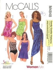 McCall's M4848 Tops, Tankini, Swimsuit, Swimshorts, Briefs, Sarong PLUS 18W-24W
