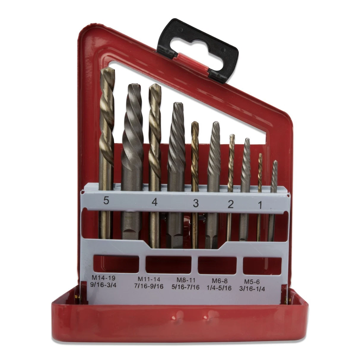 10pc Screw Extractor and Cobalt Left Hand Drill Bit Set Bolt and Stud Removers