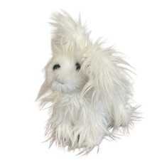 Battat White Yorkie 10 Fluffy Puppy Dog Plush Stuffed Long Hair Pink Bow