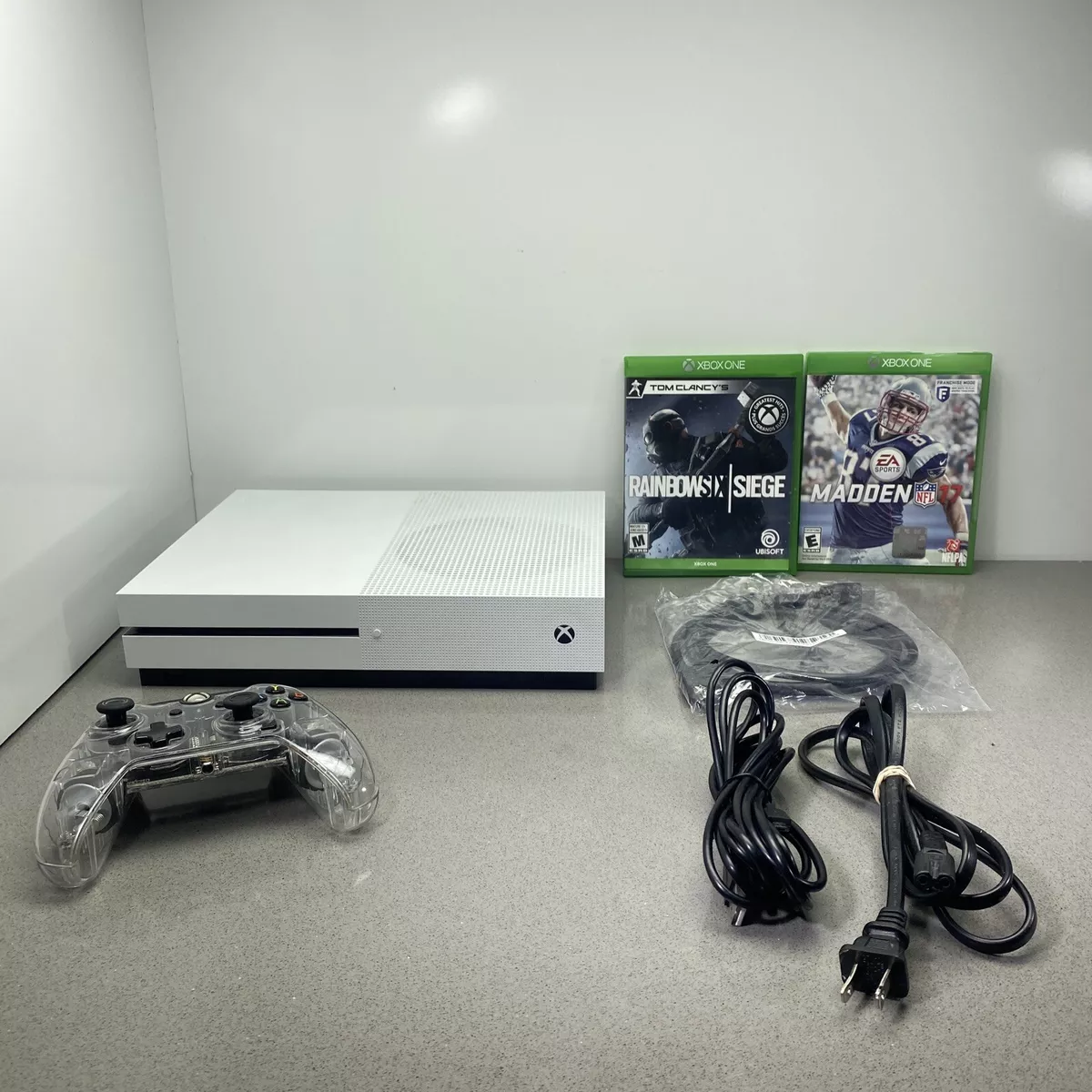 Microsoft Xbox One S 500GB Console Model 1681 White + 1 Controller + 2  Games