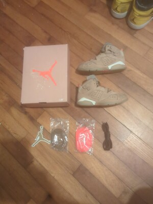 TRAVIS SCOTT x JORDAN 6 KHAKI CRIMSON with Box Size 12 kids 