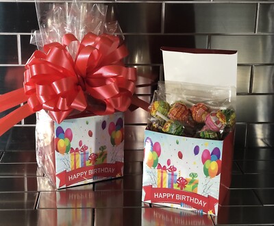 Happy Birthday Chupa Chups Lollipops Gift Basket-Box Balloon Theme Pick Color
