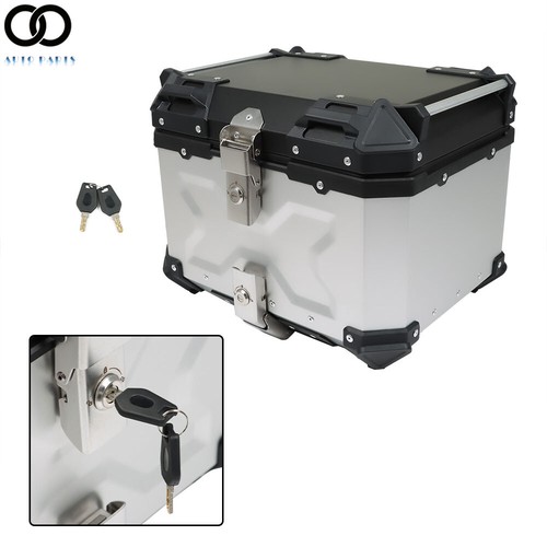 45L Silver Motorcycle Top Case Tail Box Waterproof Luggage Scooter Trunk Storage - Picture 4 of 12
