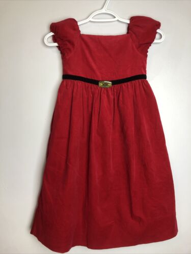 Ralph Lauren Girls Red Corduroy Holiday Dress With Buckle Detail Size 6 - Picture 1 of 5