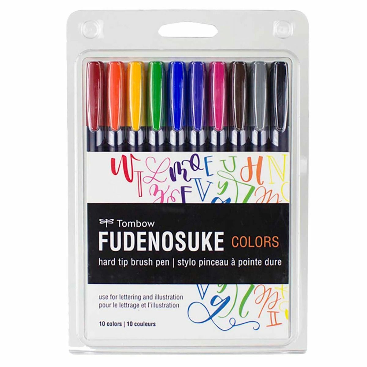 Tombow FUDENOSUKE COLORS Hard Tip Brush Pens 56429 Set of 10 pc Brand NEW!