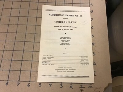 Vintage Original program: 1935 ''School Days'' New Haven Commercial School