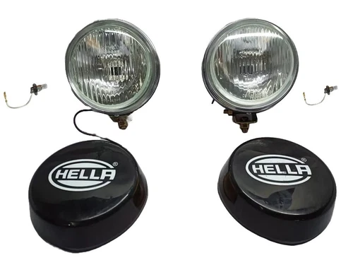 Pair Hella Round Fog Lamp Clear Glass + Cover With H3 12V 55 Bulb Universal - Bild 1 von 4