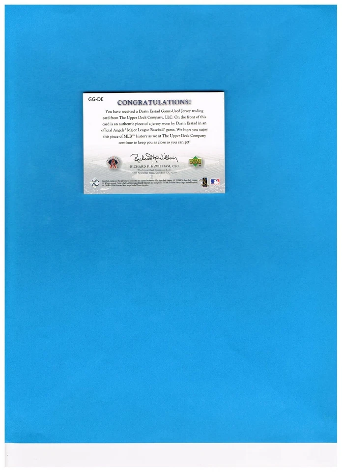 2003 Upper Deck Game Face "Game Face Gear" Insert #GG-DE Darin Erstad! Angels - Image 2 of 2