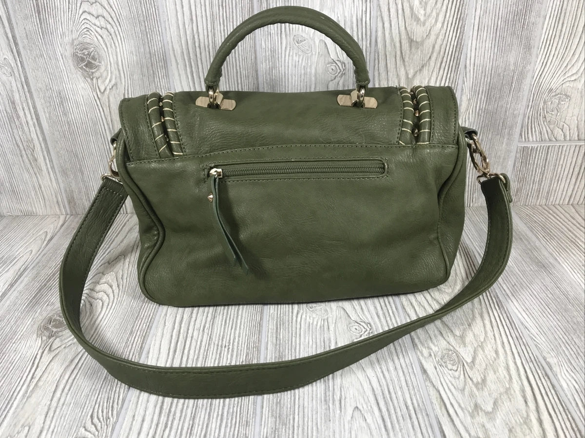 Charming Charlie Faux Leather Green Rhinestone Tote Shoulder Bag Handbag Purse