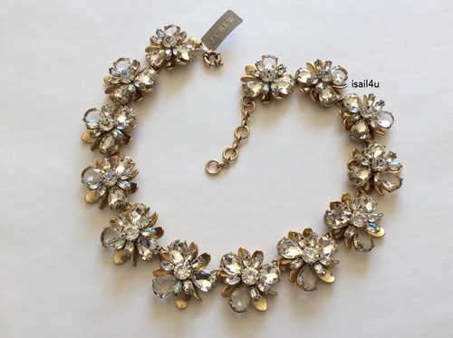 J.Crew Crystal Blossom Necklace NWT Authentic With Pouch - Picture 2 of 6