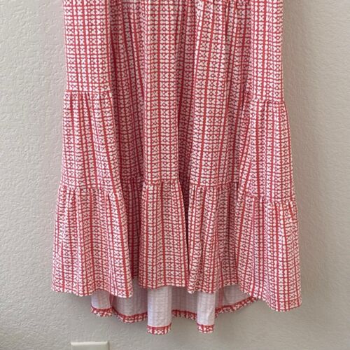 Tommy Hilfiger Midikleid Größe M rot weiß Print Stufen Drop Hem - Bild 3 von 6