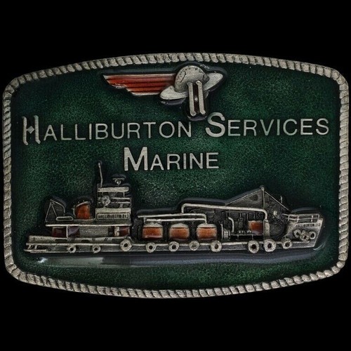 Halliburton Services Marine Oilfield Oil Gas Crew 1980s NOS Vintage Belt Buckle