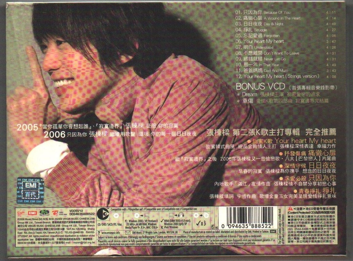 Nicholas Teo 張棟樑Only Nicholas 主打張棟樑2006 TAIWAN CD