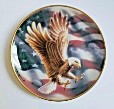 The American Eagle Flag Plate Franklin Mint Heirloom 1991 Ronald Van Ruyckevelt