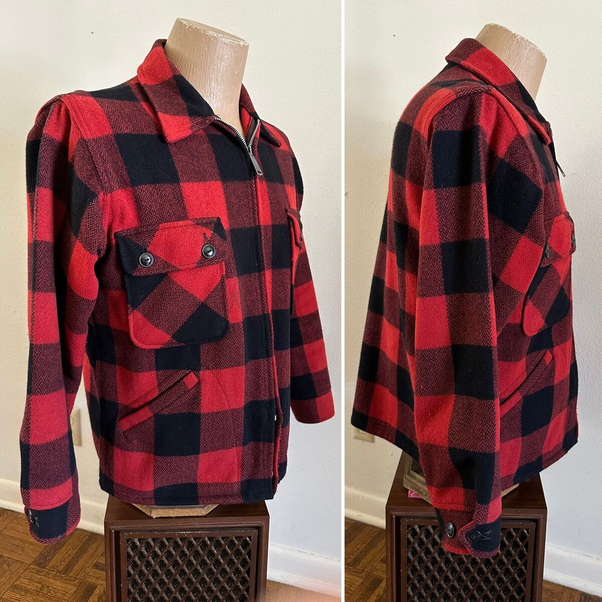 Vtg 60s PENNEYS FOREMOST Red Buffalo Plaid Wool Hunting Vtg 60s PENNEYS FOREMOST Red Buffalo Plaid Wool Hunting