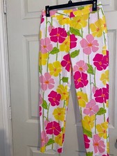 Lilly Pulitzer Spring Summer Bold Floral Signed Cruise Vacation Pants Size 2