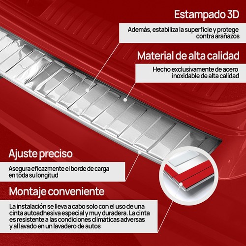 para VW MULTIVAN T5 2003-2015 PROTECTOR CUBIERTA DEL PARACHOQUES TRASERO INOX - Imagen 8 de 10