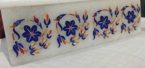 Marble Box handicraft semi precious stones floral inlay art decor gift - Picture 2 of 2