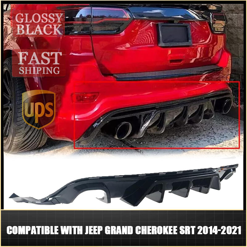 For Jeep Grand Cherokee SRT SRT8 14-21 V1 Carbon Shark Fin Rear Bumper Diffuser