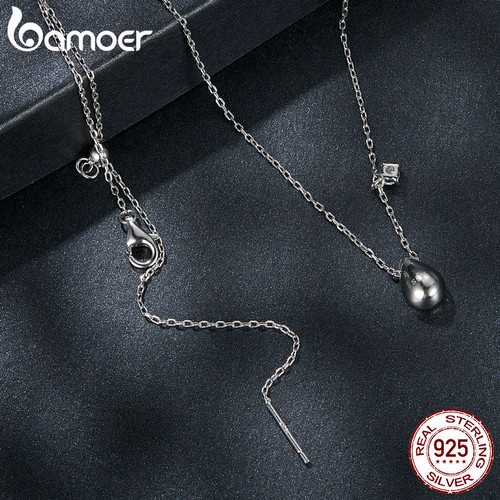 Bamoer 925 Silver 0.5CT Moissanite Pear Necklace Jewelry Elegant For Women Gifts - Picture 6 of 15