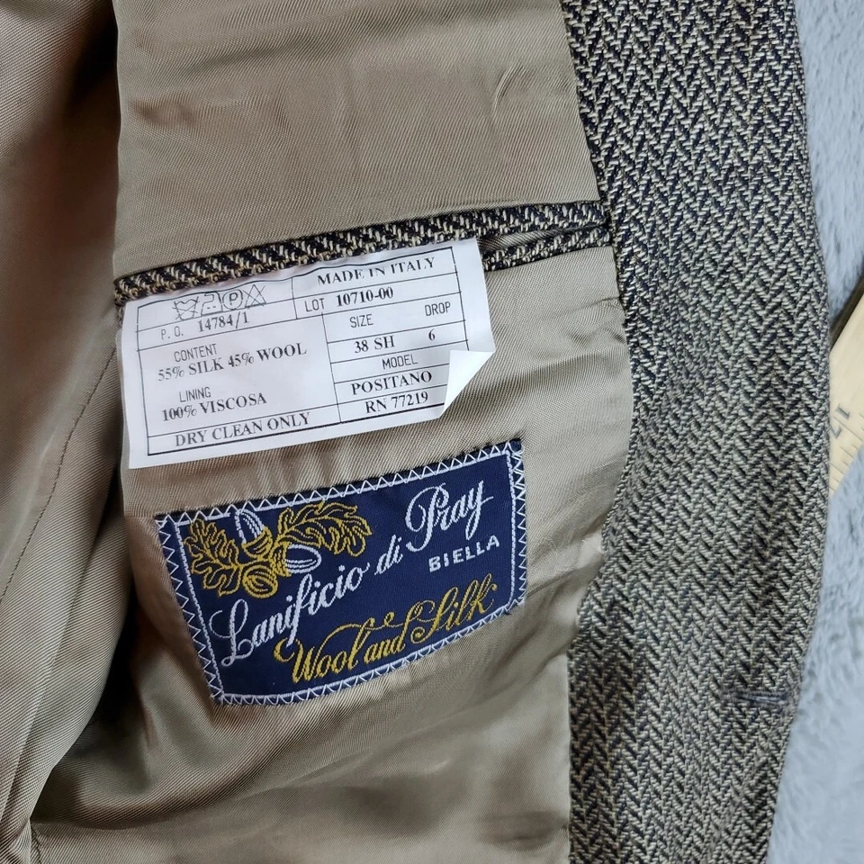 Casaco esportivo Vito Rufolo masculino de seda tamanho 38 S marrom espinha de peixe Itália jaqueta blazer - Imagem 4 de 4