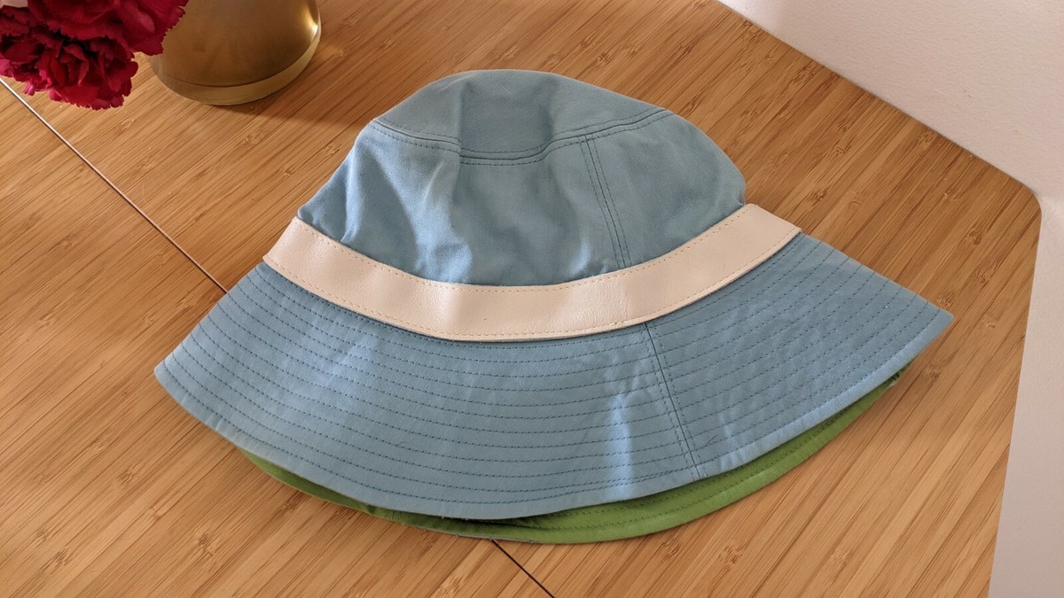 Coach Light Blue Bucket Hat with White Leather Band & Silver  display picture 2
