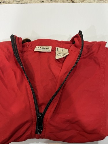 LL Bean Half Zip Jacket Red Windbreaker Womans size Small Red Vintage-030 - Picture 3 of 8