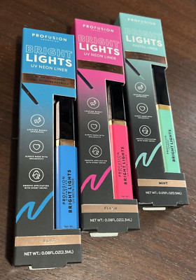 3 Pack Profusion Cosmetics Bright Lights Pastel Eyeliner Liner & UV Neon Lights