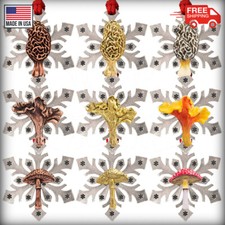Pewter Mushroom Snowflake Christmas Tree Ornament 9 Options Made in the USA