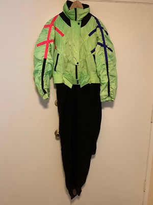 Vintage 1980 Obermeyer One Piece Snow Ski Suit Ladies Size 12 Neon Finale Ebay