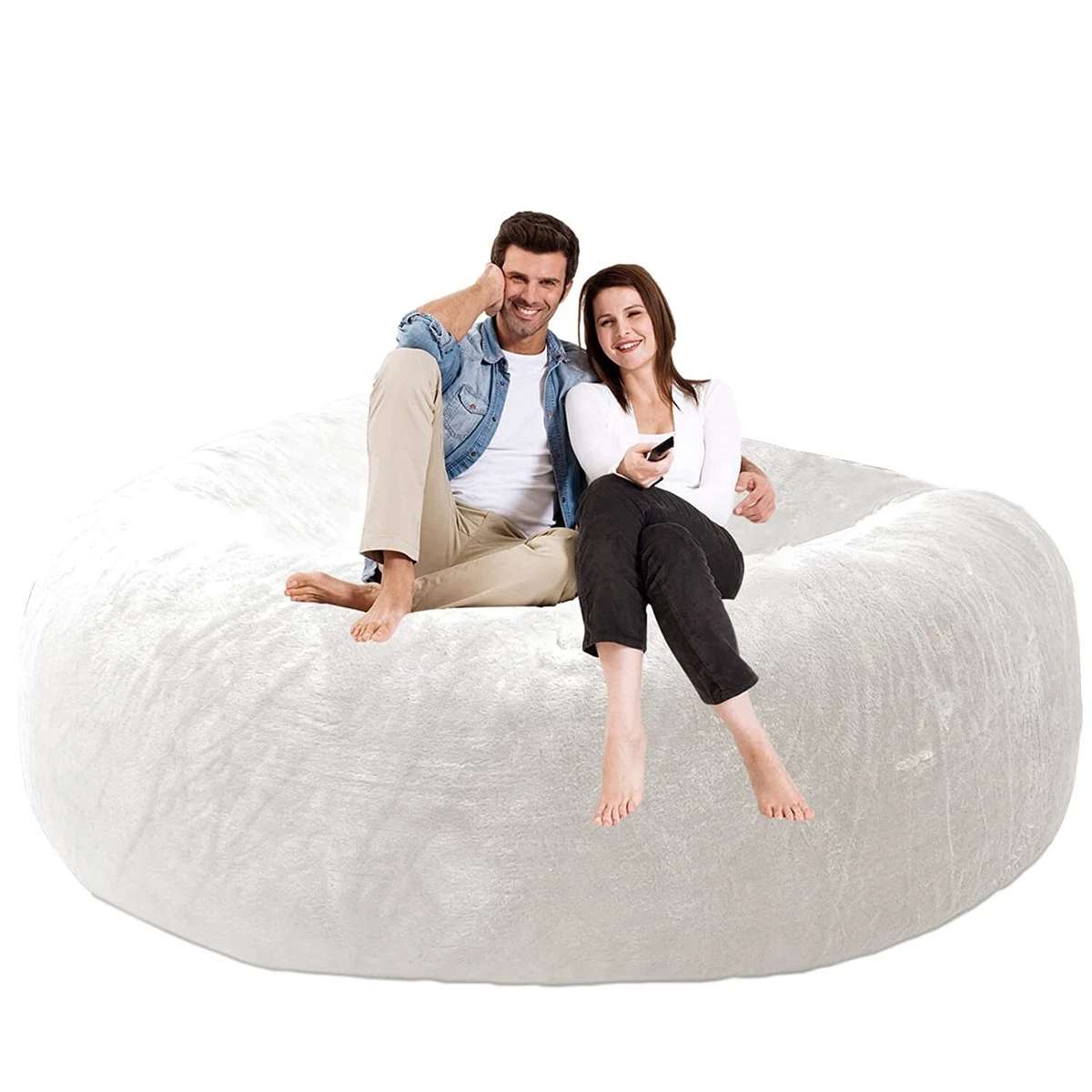 6ft Big Bean Bag Cover Comfy Bean Bag Fluffy Lazy Sofa Giant Without Beans  White