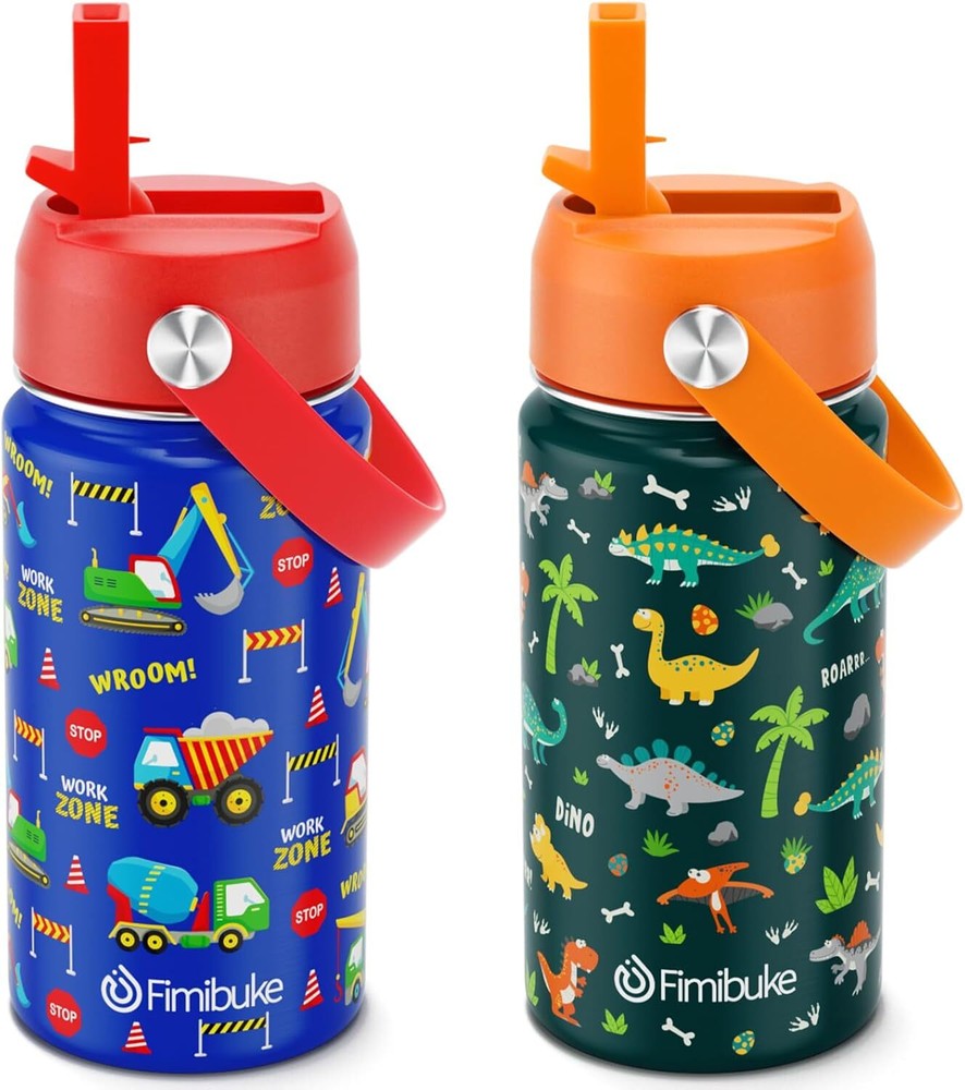 Fimibuke Kids Insulated Water Bottle - 14oz A9. Trucks+Green Dinosaur Fimibuke Kids Insulated Water Bottle - 14oz A9. Trucks+Green Dinosaur