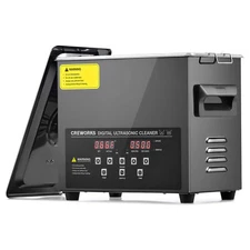 CREWORKS 3L Ultrasonic Cleaner Black Titanium Steel 300W Heater w/ Digital Timer