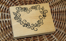 DeNami 1999 LG Rubber Stamp HEART Roses VALENTINE'S DAY Wood Mounted OOP Wedding