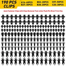 190pc Kit Body Fastener Rivets Panel Fender Retainer Clips Universal Car Plastic