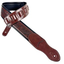 Walker Williams G-110 Mahogany Brown Padded Guitar Strap with Embossed Live...