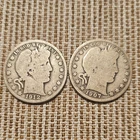 Barber Half Dollar 1912-D & 1907-O Silver Coins 50C Circulated Lot