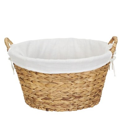 Household Essentials Round Wicker Laundry Large, Natural Water Hyacinth
