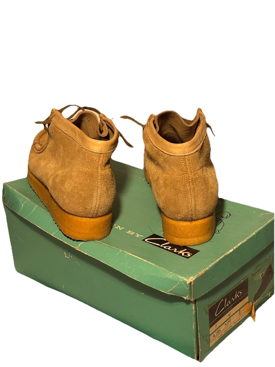 New Original Box Clarks Wallabee Mens US 9 UK 7.5 Shoes 1970's Tan