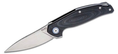 MKM Jens Anso Goccia Flipper Knife M390 Satin DP Blade, Black G10 Hdle MK-GC-GBK