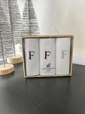 New 3 Hand Rolled All Cotton White Men  s Handkerchief With Initial F New In Box