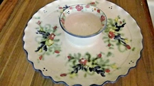 *VTG Clouds Folsom Pottery Chip/Veg Dip Server Signed and Dated 1999 11.5"